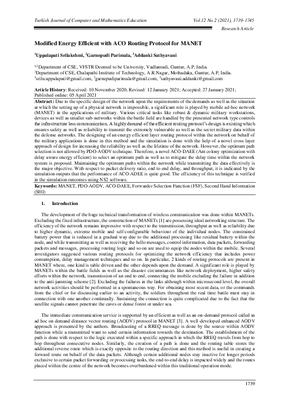 (PDF) Modified Energy Efficient with ACO Routing Protocol for MANET