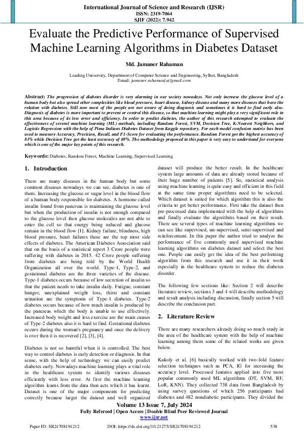 (PDF) Evaluate the Predictive Performance of Supervised Machine ...