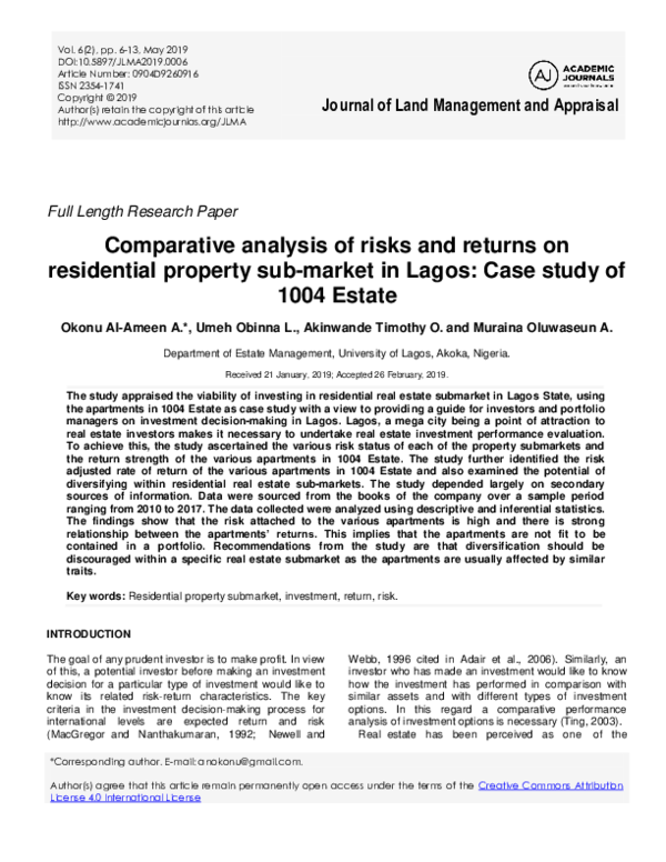 (PDF) Comparative analysis of risks and returns on residential property ...