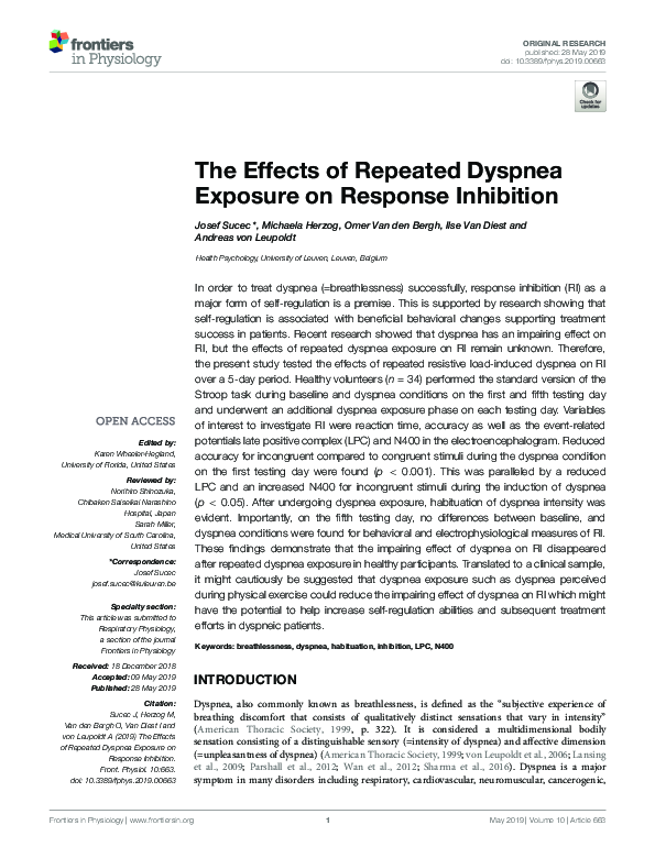 (PDF) The Effects of Repeated Dyspnea Exposure on Response Inhibition