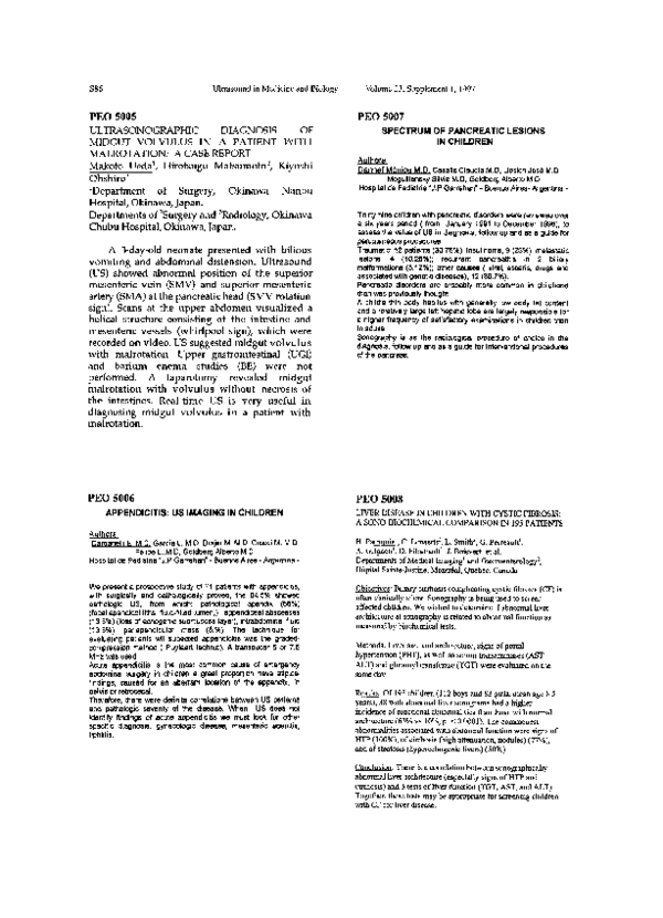 (PDF) PEO 5007 Spectrum of pancreatic lesions in children