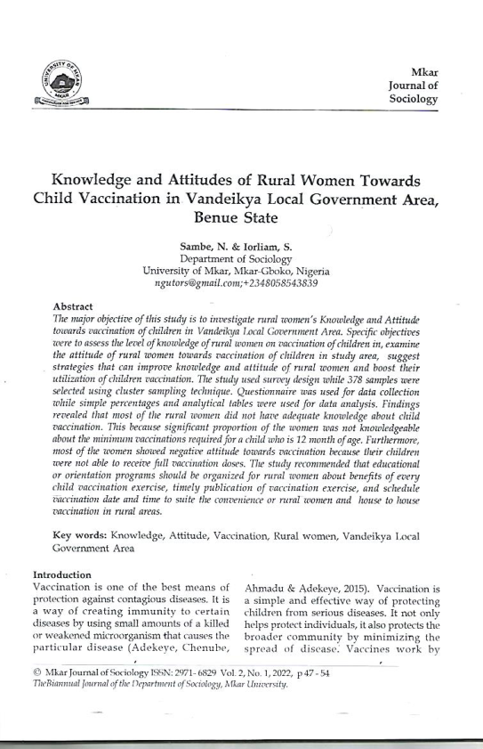 (PDF) Knowledge and Attitudes of Rural Women Towards Child Vaccination