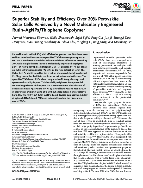 (PDF) Superior Stability and Efficiency Over 20% Perovskite Solar Cells ...