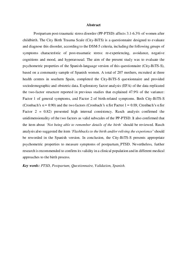 (PDF) Assessment of posttraumatic stress disorder among women after ...