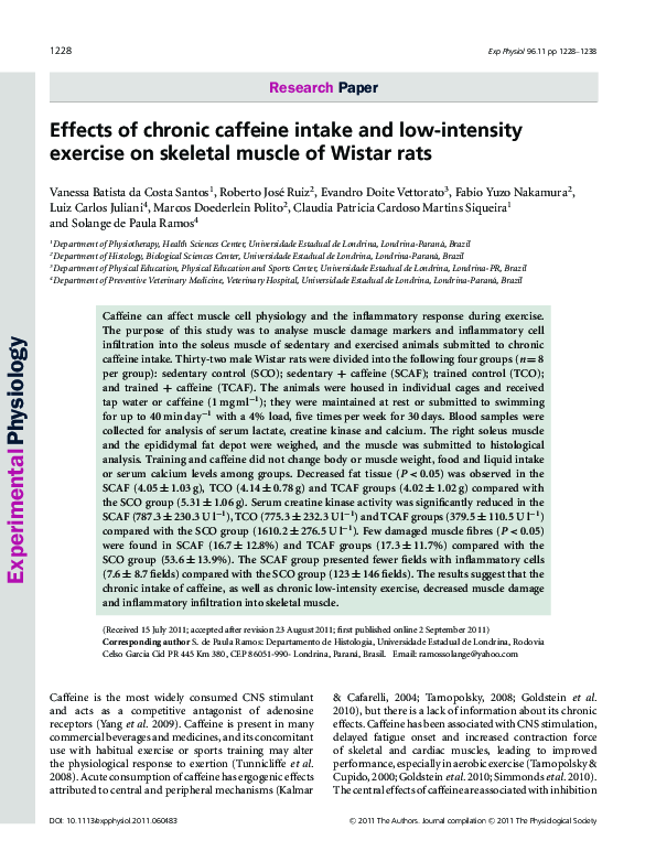 (PDF) Effects of chronic caffeine intake and low-intensity exercise on ...