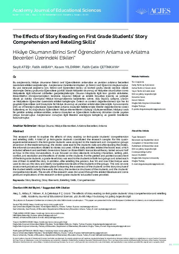 (PDF) The Effects of Story Reading on First Grade Students’ Story ...
