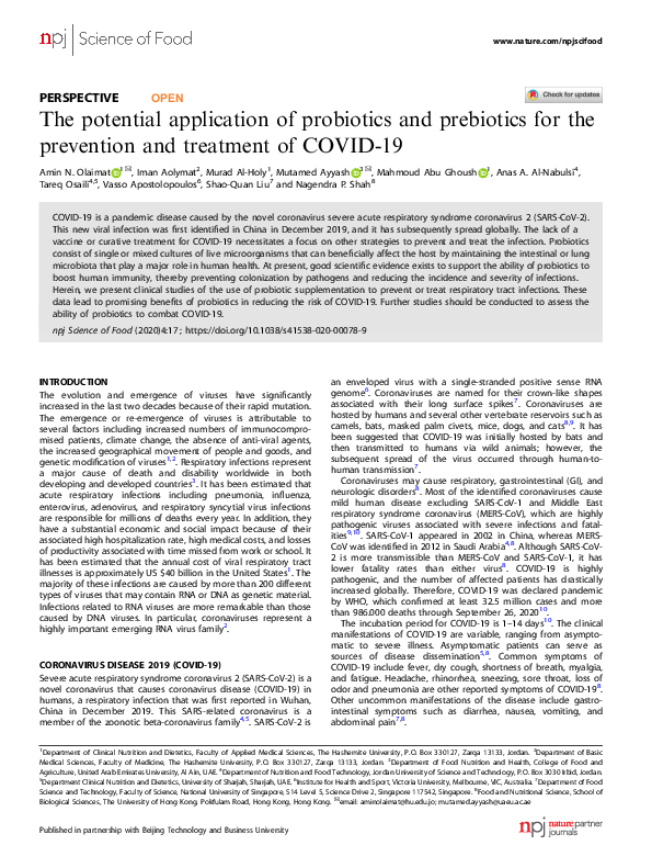 (PDF) The potential application of probiotics and prebiotics for the ...