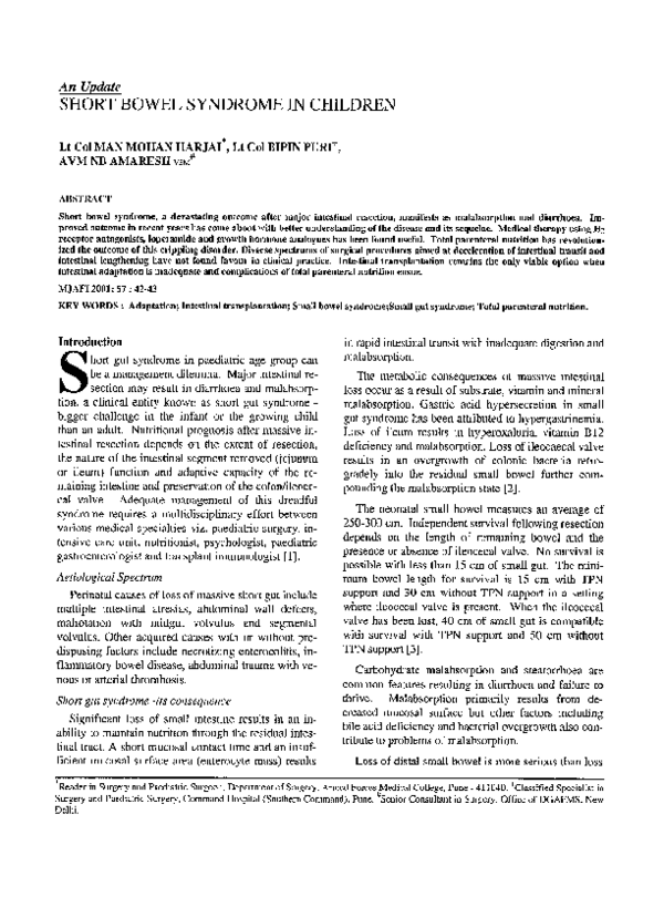 (PDF) Short Bowel Syndrome in Children