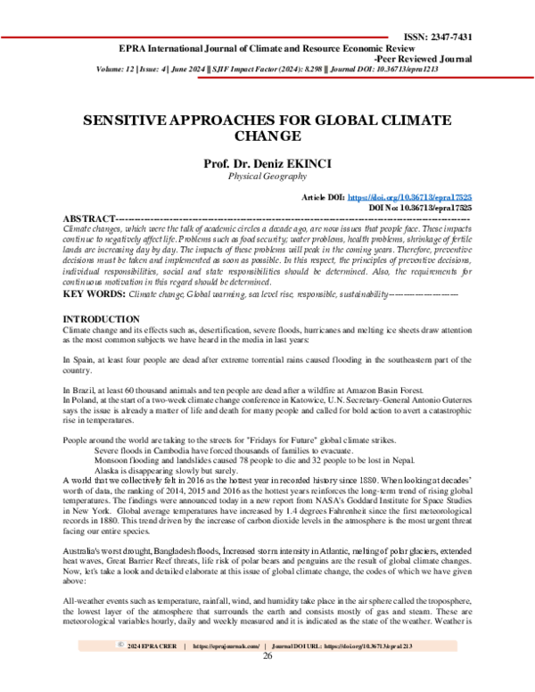 (PDF) SENSITIVE APPROACHES FOR GLOBAL CLIMATE CHANGE