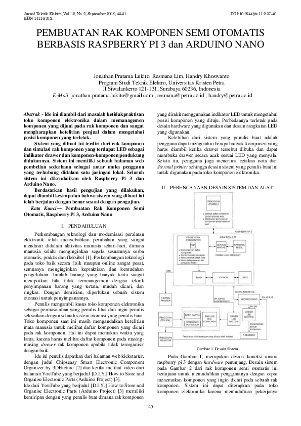 (PDF) Pembuatan Rak Komponen Semi Automatis Berbasis Raspbery Pi 3 dan ...