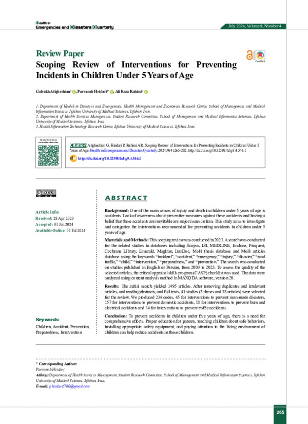 (PDF) Scoping Review of Interventions for Preventing Incidents in ...