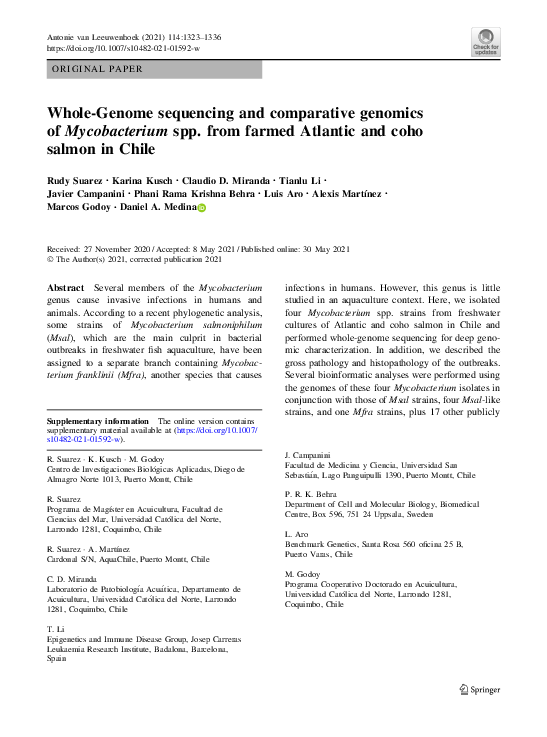(PDF) Whole-Genome sequencing and comparative genomics of Mycobacterium ...
