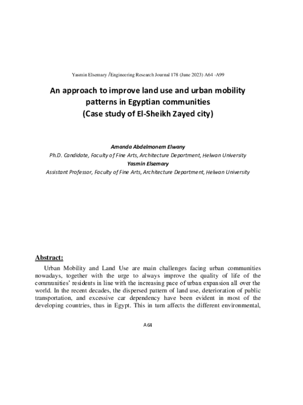 (PDF) An approach to improve land use and urban mobility patterns in ...