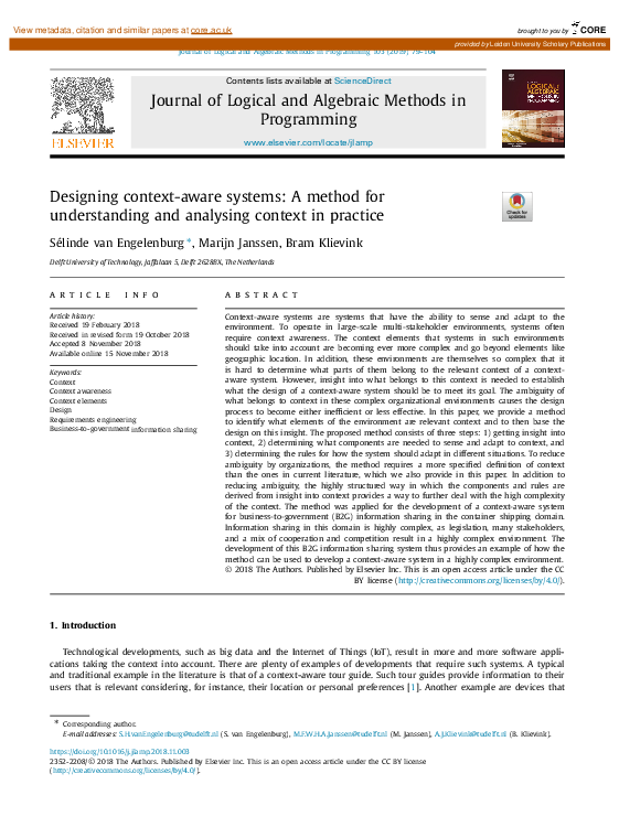 (PDF) Designing context-aware systems: A method for understanding and ...