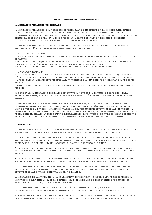 (PDF) Cos'è il montaggio Cinematografico.