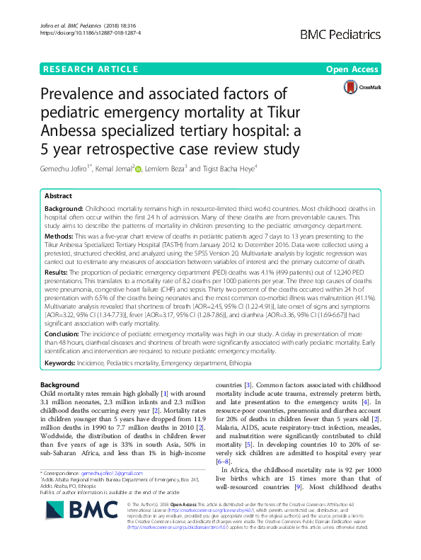 (PDF) Prevalence and associated factors of pediatric emergency ...