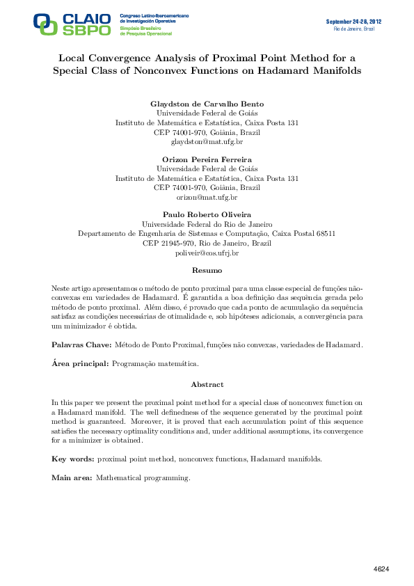 (PDF) September 24-28, 2012 Local Convergence Analysis of Proximal ...