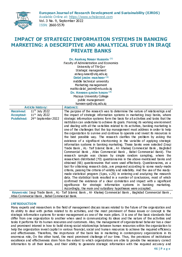 (PDF) IMPACT OF STRATEGIC INFORMATION SYSTEMS IN BANKING MARKETING: A ...
