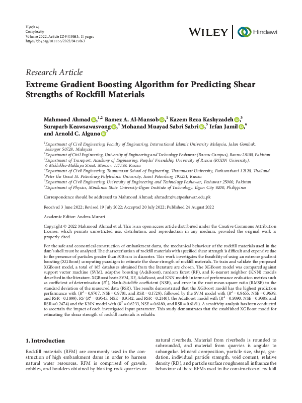 (PDF) Extreme Gradient Boosting Algorithm for Predicting Shear ...
