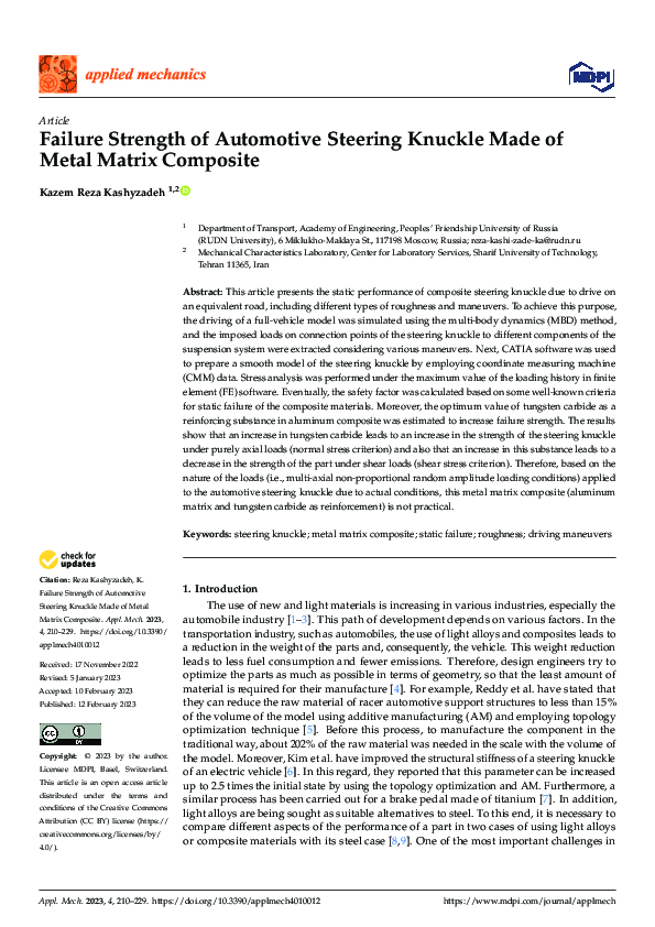 (PDF) Failure Strength of Automotive Steering Knuckle Made of Metal ...