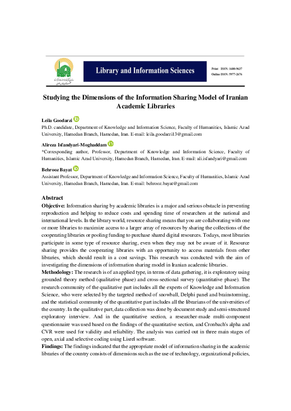 (PDF) Studying the Dimensions of the Information Sharing Model of ...