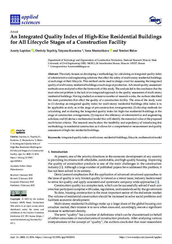 Image showcasing (PDF) An Integrated Quality Index of High-Rise Residential Buildings ...