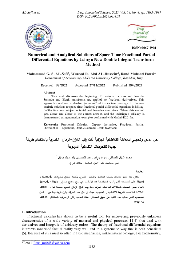 (PDF) Numerical and Analytical Solutions of Space-Time Fractional ...