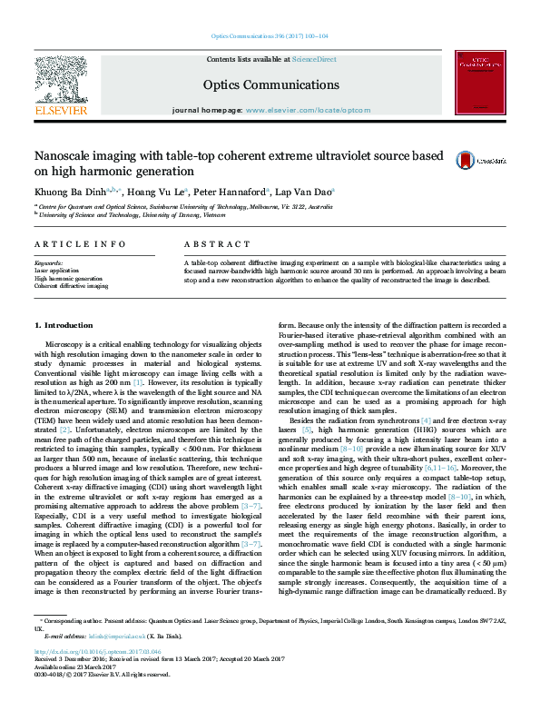 (PDF) Nanoscale imaging with table-top coherent extreme ultraviolet ...
