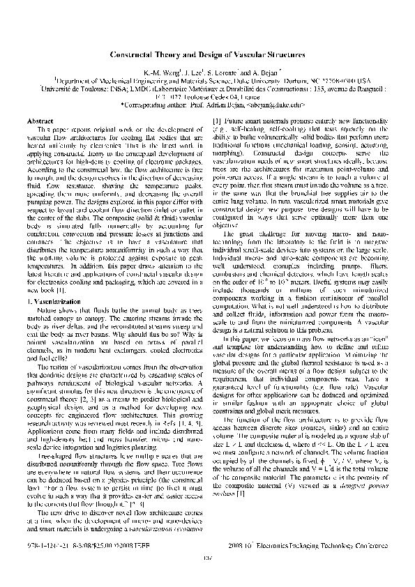 (PDF) Constructal Theory and Design of Vascular Structures