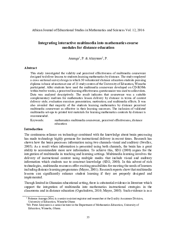 (PDF) Integrating interactive multimedia into mathematics course ...