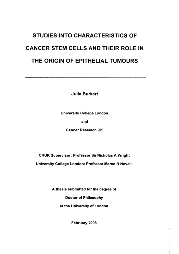 (PDF) Studies into characteristics of cancer stem cells and their role ...