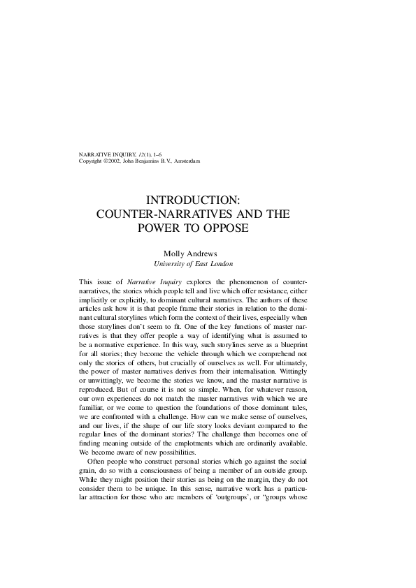(PDF) Counter-narratives and the power to oppose