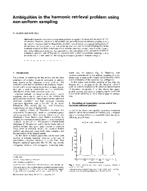 (PDF) Ambiguities in the harmonic retrieval problem using non-uniform ...