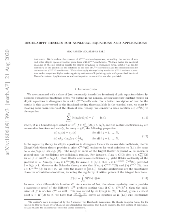 (PDF) Regularity results for nonlocal equations and applications