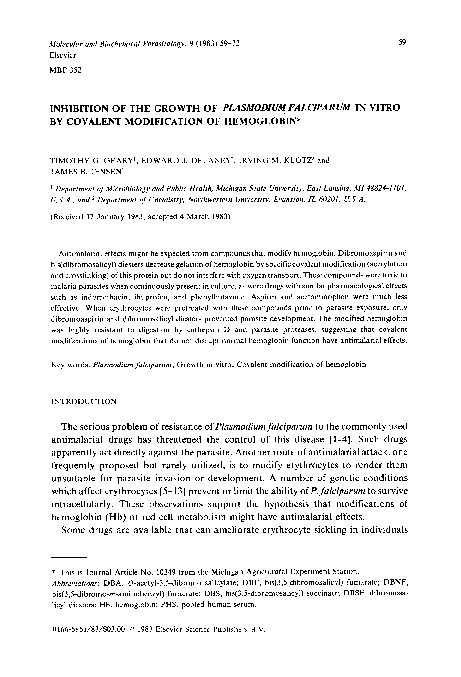 (PDF) Inhibition of the growth of Plasmodium falciparum in vitro by ...
