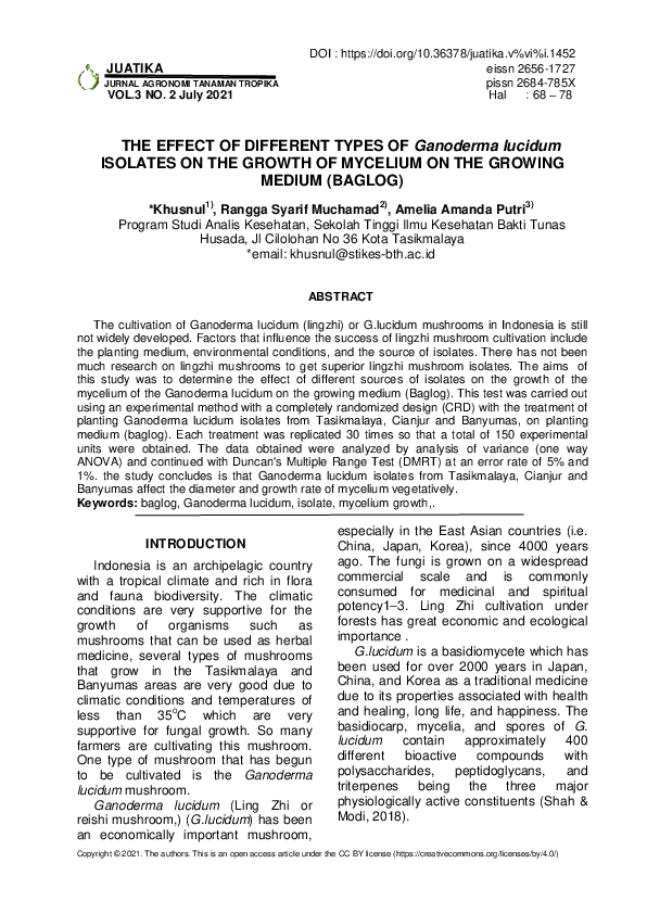 (PDF) The Effect Of Different Types Of Ganoderma lucidum Isolates On ...