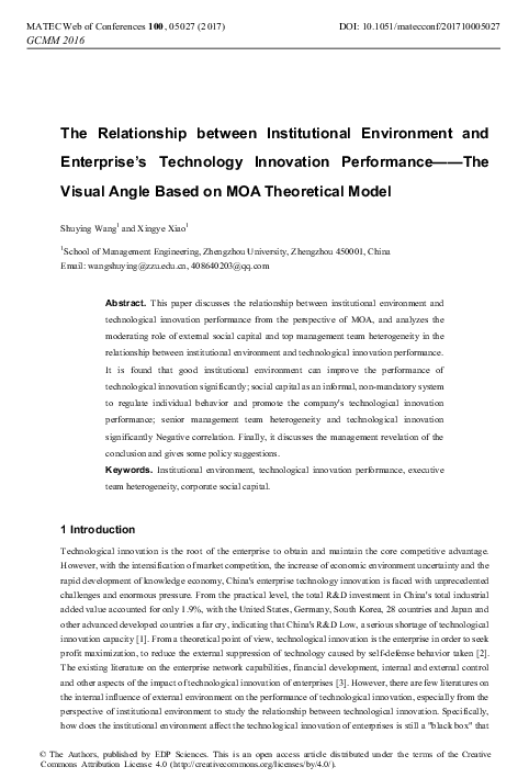 (PDF) The Relationship between Institutional Environment and Enterprise ...