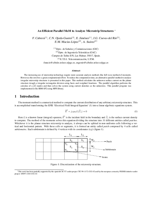 (PDF) An Efficient Parallel MoM to Analyze Microstrip Structures