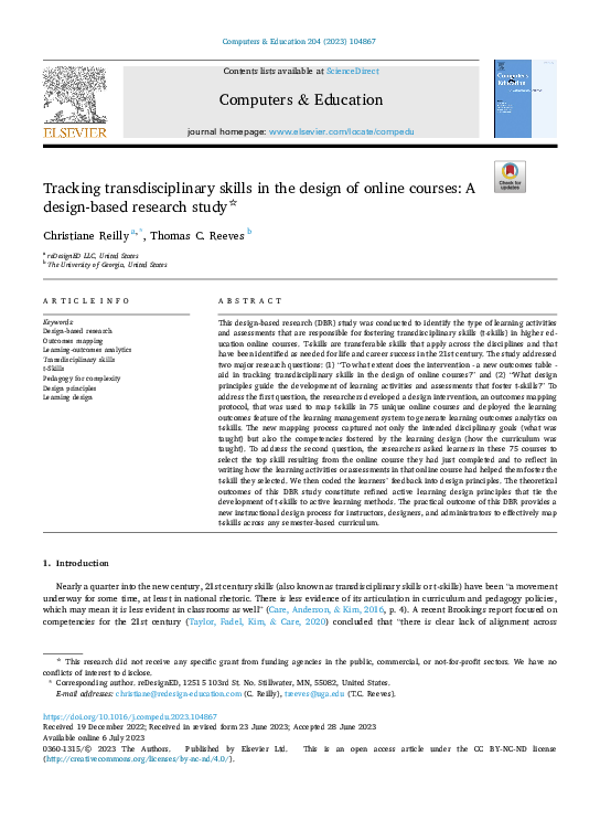 (PDF) Tracking transdisciplinary skills in the design of online courses ...
