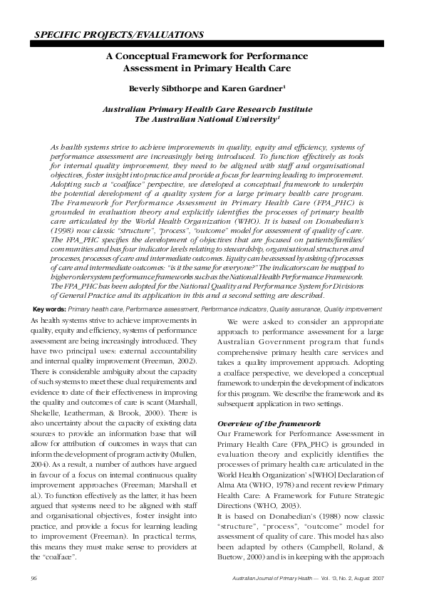 (PDF) A Conceptual Framework for Performance Assessment in Primary ...