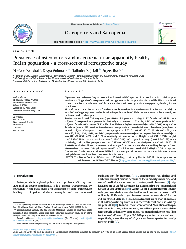 (PDF) Prevalence of osteoporosis and osteopenia in an apparently ...