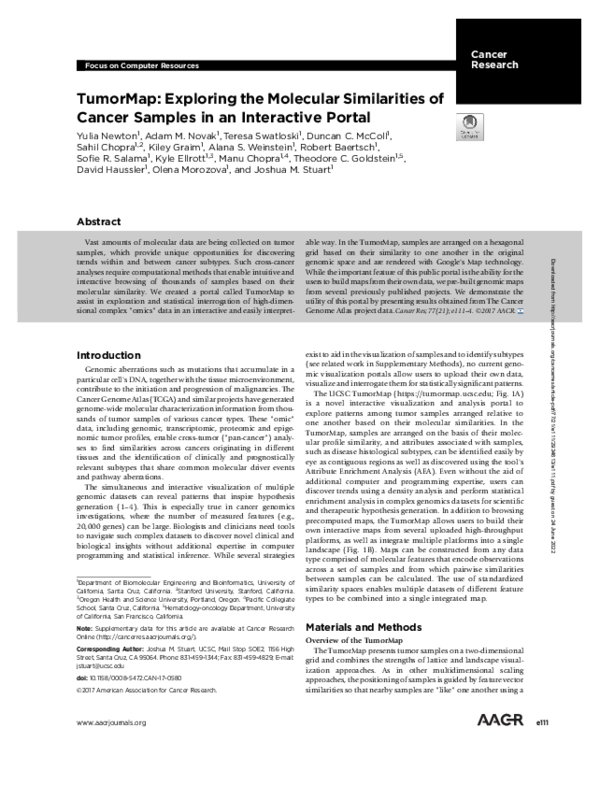 (PDF) TumorMap: Exploring the Molecular Similarities of Cancer Samples ...