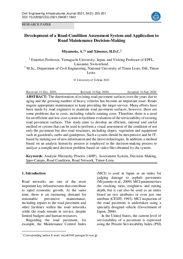 (PDF) Development of a Road-Condition Assessment System and Application ...