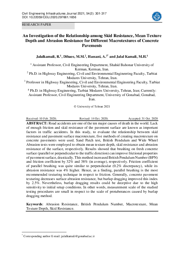 (PDF) An Investigation of the Relationship among Skid Resistance, Mean ...
