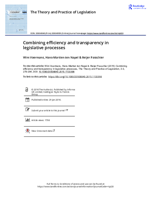 (PDF) Combining efficiency and transparency in legislative processes