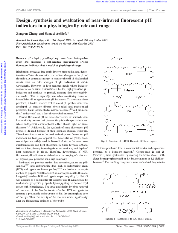 (PDF) Design, synthesis and evaluation of near-infrared fluorescent pH ...