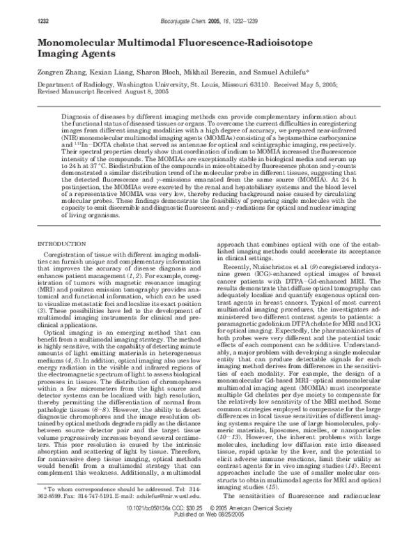 (PDF) Monomolecular Multimodal Fluorescence-Radioisotope Imaging Agents
