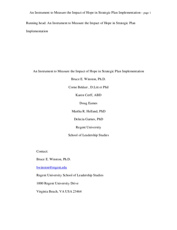 (PDF) An Instrument to Measure the Impact of Hope In Strategic Plan ...