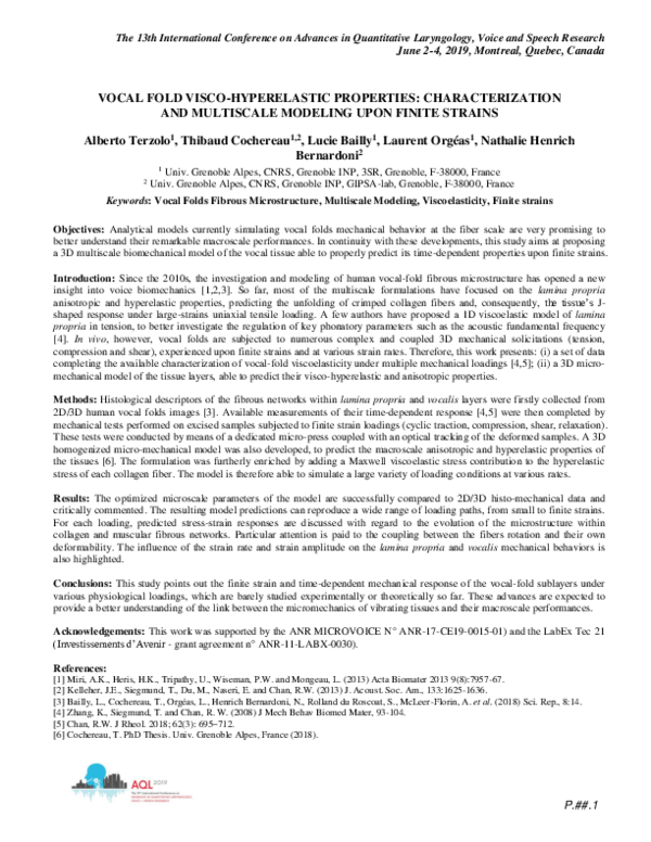 (PDF) Vocal fold visco-hyperelastic properties: characterization and ...
