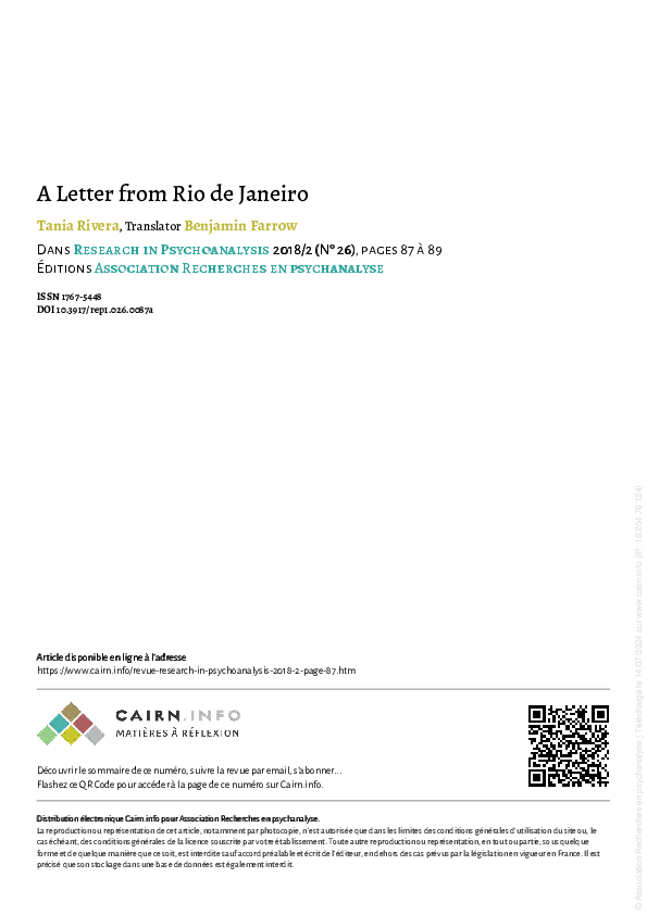 (PDF) A Letter from Rio de Janeiro